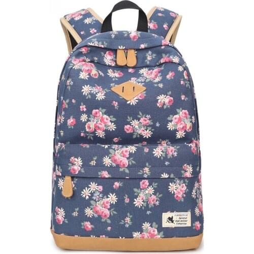 Fashion Canvas Printing Women Bag Backpack 2018 School Bags For Girls Casual Laptop Backpack Woman Mochila With Flowers