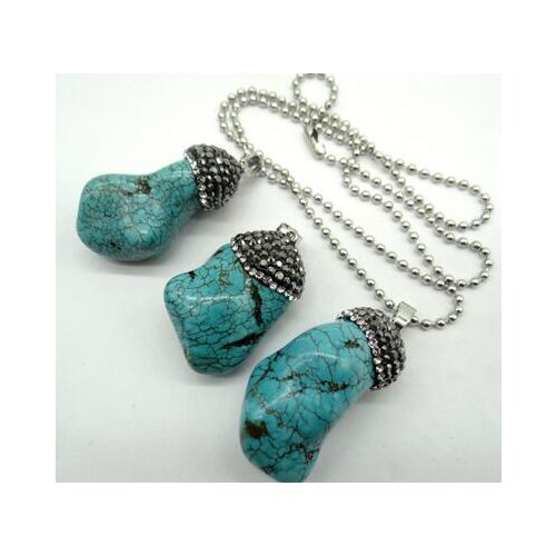 Natural Stone Turquoises Quartz Crystal tiger eye irregular pendant for diy Jewelry making stainless steel necklace Accessories