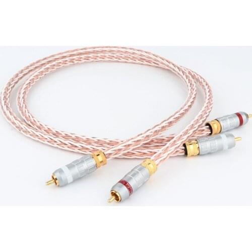 New 8TC 7N OCC Pure copper RCA Cable Hi-end CD Amplifier Interconnect Gold Plated 2RCA to 2RCA Male Audio Cable