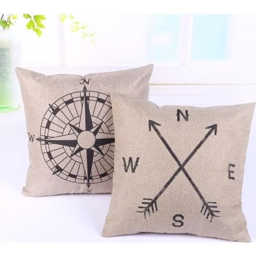 New Arrival European Nautical compass Cushion Home Car Throw Pillows Cases Cotton and Linen Pillows Decorative Throw Pillowcase