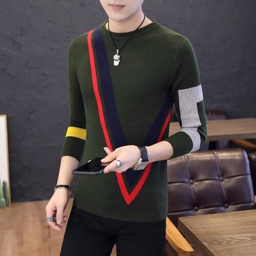 Casual Sweaters Fashion Winter Warm Sweater Men Clothes Cotton O-Neck Full Pullovers Geometric Men Sweaters Personality Print