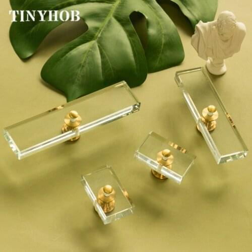 Transparent Glass Knobs and Pulls for Dresser Square Cabinet Door Knob Desk Drawer Handle Furniture Hardware Kitchen Accessories