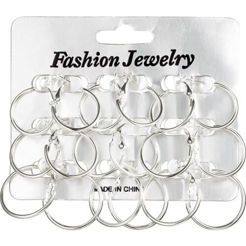 New Earring Set exaggerated smooth Earrings 9 pairs Combination Set Earrings