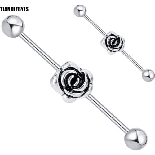 TIANCIFBYJS Stainless Steel Industrial Barbell Cartilage Bar Women Men Earrings Piercing Rings Tragus Helix Body Jewelry 20pcs