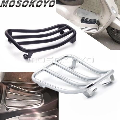 For Vespa Sprint Primavera 125 150 2017-2019 Steel Foot Pedal Holder Scooter Floor Board Step Rack Luggage Chrome Black