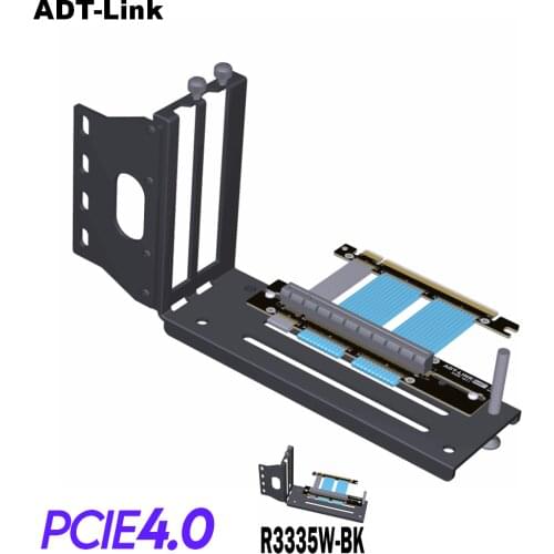 ADT-Link Graphics Cards Vertical Bracket PCIe 4.0 x16 graphics video card to PCIe 4.0 x16 slot extension cable for ATX PC-Case
