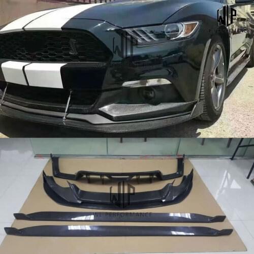High quality Carbon fiber Front bumper lip Rear bumper diffuser lip Side skirts For Ford Mustang body kit 15-17