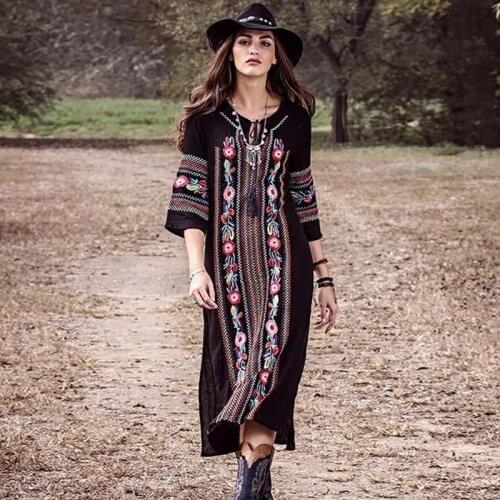 Women Summer Boho Beach Cover Ups Swimwear Feminino Embroidery Blouse Long Floral Print Camisa Feminina 2021 Dress Outerwear