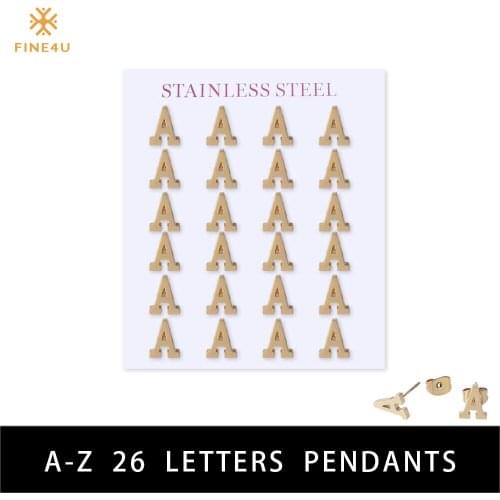 FINE4U E063 A-Z Alphabet Earrings Stainless Steel Initial Letter Earrings For Women Alphabet Tiny Stud Earrings 12 Pairs