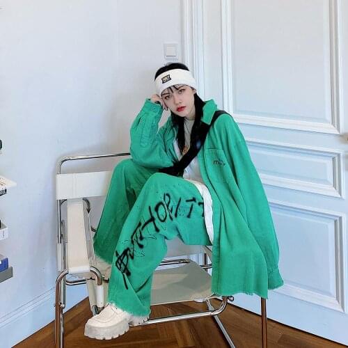 Corduroy womens Retro pant style top fashion ins autumn Korean loose salt versatile shirt suit