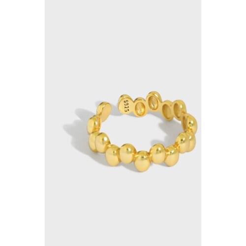 SHANICE Hip Hop S925 Sterling Silver Open Ring A niche minimalist all-matched temperament peas Fashion Female Trendy Resizable