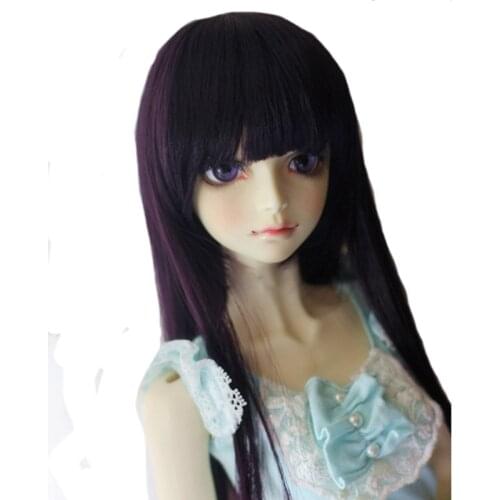 1/3 1/4 1/6 1/8 Long Fashion Straight Style Dark Purple Colors Hair High Temperature Wire BJD Wig