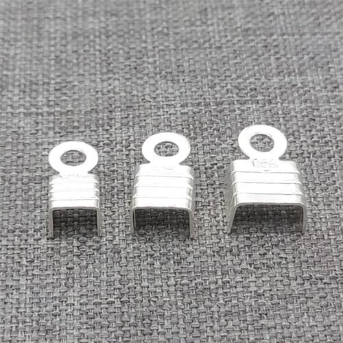 20 Pieces 925 Sterling Silver Crimp End Tips Caps for Bracelet Leather Cord