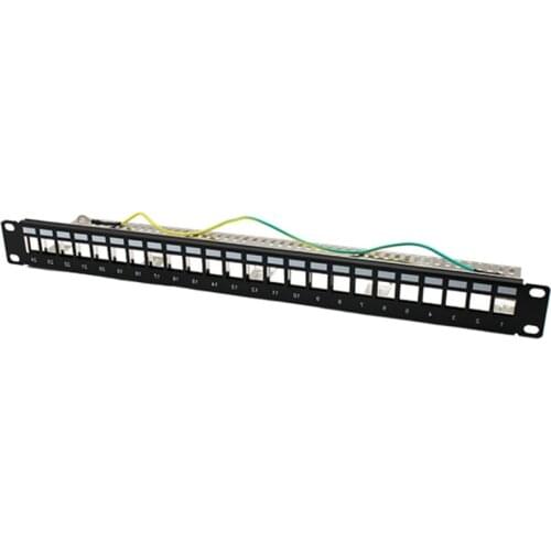 24 Port RJ45 Blank Patch Panel 1U 19 Inch All-Metal Rack Mount Suitable for Cat5E/Cat6A/Cat7 Keystone Ethernet Cable