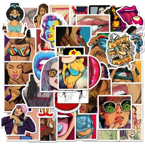 50PCS Sexy girls Erotic Sticker Graffiti Stickers for DIY Sticker on Travel Laptop Skateboard Guitar Fridge luggage stickers