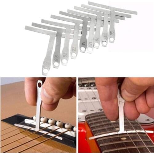 9pcs Guitar Understring Radius Gauge Fingerboard Setup Luthier Tools Bridge Saddle Adjustments bass strings Measure Repair Set