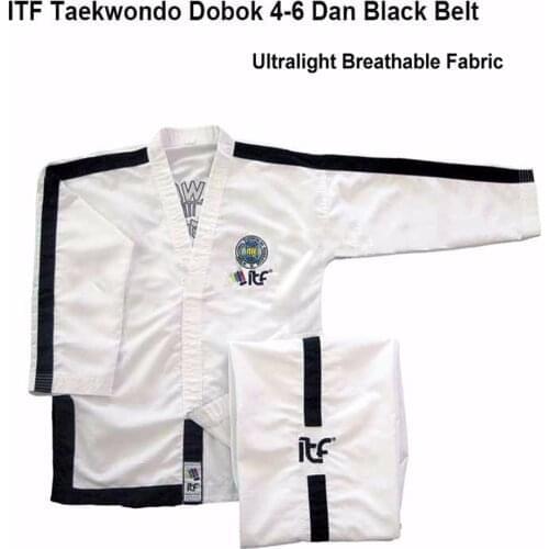 White Ultralight Breathable ITF Taekwondo Instructor Uniform master Kimono Taekwondo suit Doboks With Design Embroidery 1-6 Dan