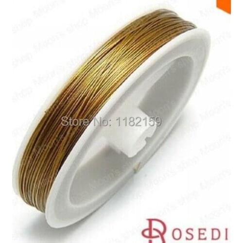 Free Shipping Wholesale 0.8MM 10Pcs Gold plated Color Steel Wires Beading Wire Jewelry Findings Copper Ropes/Cords