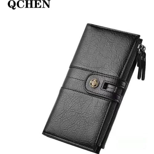 Mens wallet pu long double zipper fashion new man wallets retro hand phone bag buckle SM card bag money black coffee photo 417