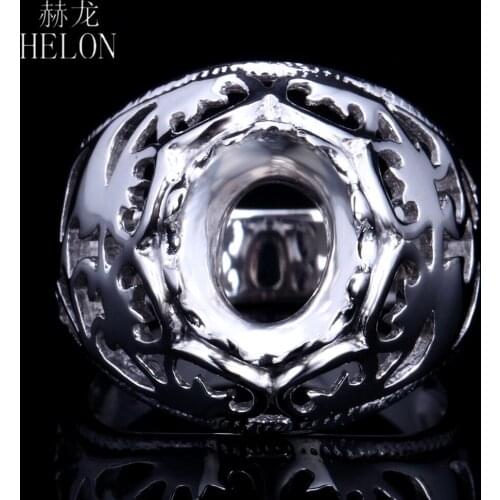 HELON 10x8mm Oval Solitaire Engagement Stylish Ring Unique Sterling Silver 925 Vintage Fine Jewelry Semi Mount Wedding Ring