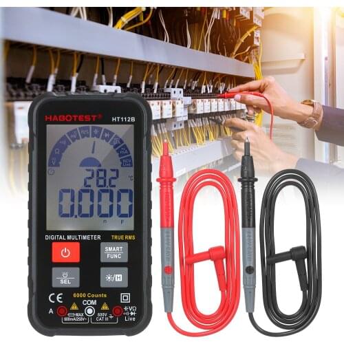 Intelligent 6000 Counts TRMS Multimeter Digital LCD Display AC/DC Voltmeter Ammeter Ohmmeter Test with Flash Light