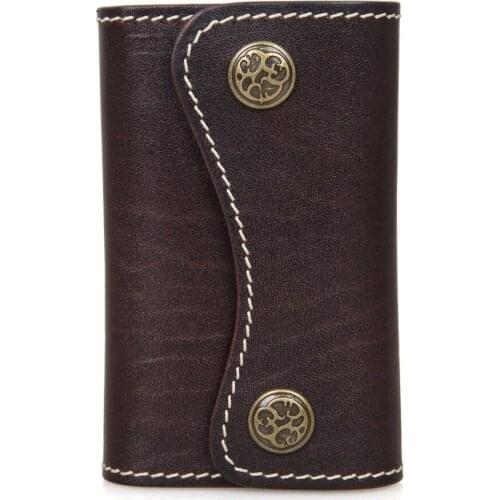 J.M.D Vegetable Leather Car Key Case Key chain women Leather Mens Key Case 8130B-1 Bronze Hardware