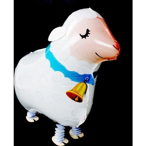 KAMMIZAD 50pcs 66*55cm walking animal balloons white walk sheep balloon birthday farm party decorations kids and adult globos