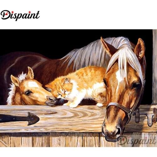 Dispaint Full Square/Round Drill 5D DIY Diamond Painting "Animal horse" Embroidery Cross Stitch 3D Home Decor A12031
