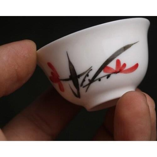 Classic Chinese Gongfu Teacup High Temperature Underglaze Colored Reverse Cup Hand-painted Orchid Single Cup NO.YZ30