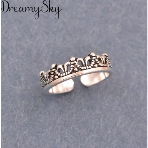 Personality Exaggeration Silver Color Crown Rings For Women Bijoux Adjustable Open Ring Anillos
