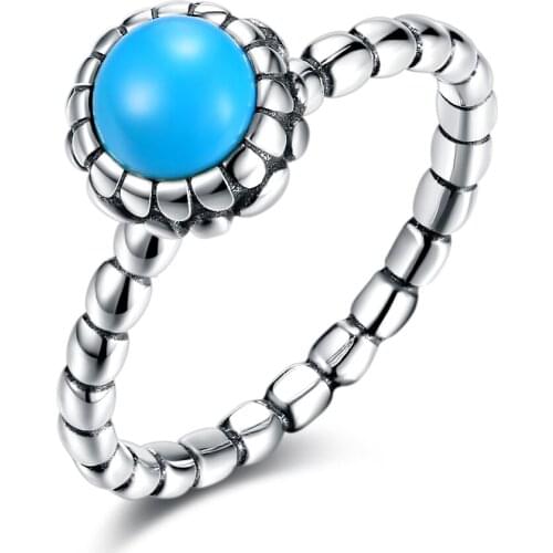 LEKANI 925 Sterling Silver Woman Ring Fashion Turquoise Punk Style Rings Exquisite New Design Engagement Party Gift For Friend