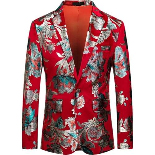 Red Christmas Blazers 3D Jacket Men Floral Print Painting 2020 New Mens Fashion Suit Party Coat Casual Slim Blazer Buttons 908