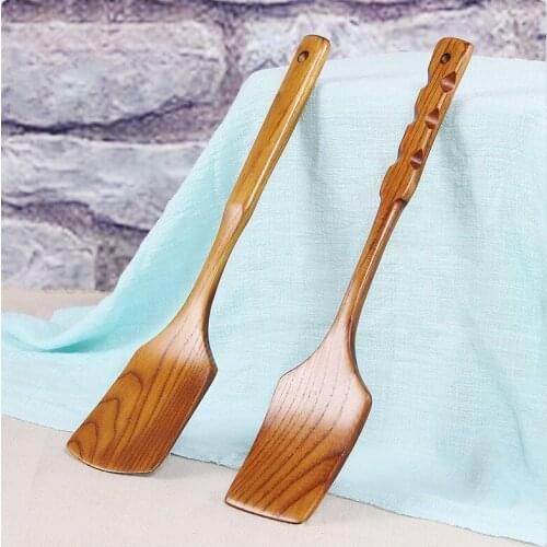 Natural Wooden Turners Spatula Wok Shovels Cooking Utensils Dinner Food Eco Non-stick Spade For Kitchen Accessories Cookware