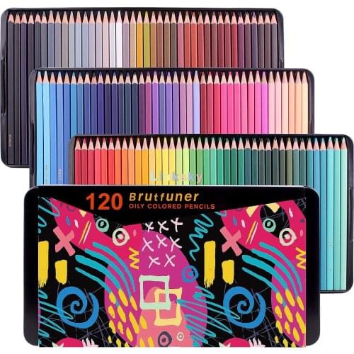Oil Pencils Wood Colored Pencil,120 Colouring Pencils Square Barrels Pencils for Adult Coloring Books,Sketching,Painting,Drawing