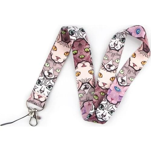 Fashion DIY Ribbon Cat Keychain Key Ring Neck Strap Lanyards Key chain Holder ID Card Pass Hang Rope Lariat Lanyard Gifts