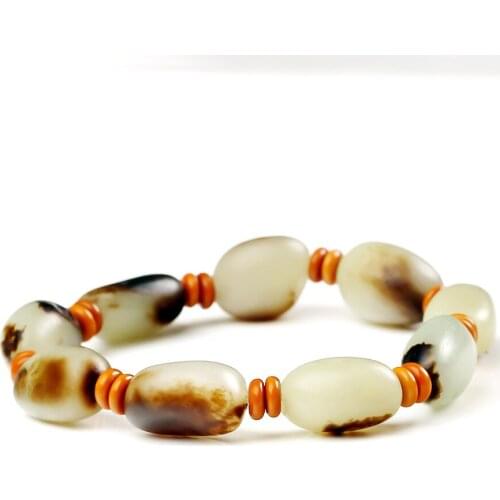 Genuine Natural Hetian Jade Bracelet Men Women Real Xinjiang Certified Jades Stone Handmade Bracelet Jewelry Accessories Gifts