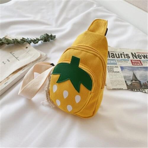 2020 New Mini Cartoon Strawberry Chest Bag Handbag Shoulder Bag Purse Fashion Children Waist Lovely Canvas Bag Shoulder Chest Ba