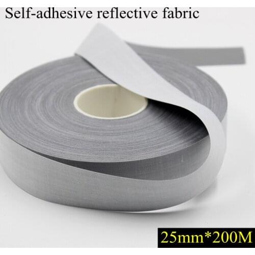 Wholesale 25mm(1") x 200M Self-adhesive Bright Silver Reflective Fabric TC Tape Safety Warning Reflective Material Tape