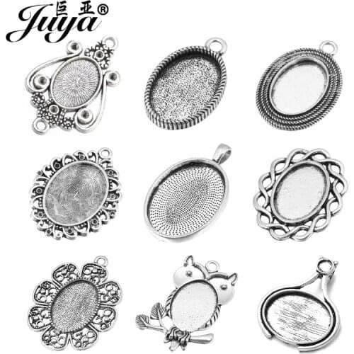 10pcs/lot Various Style Oval Shape Cabochon Base Setting Blank Tray For Pendant Necklace Bracelet DIY Jewelry Making Accessories