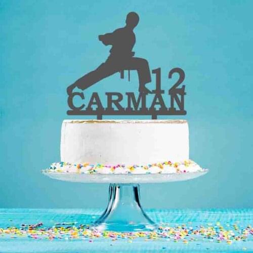 Personalized Birthday Cake Topper Custom Name Age Male Martial Arts Karate Cake Topper For Karate Birthday Cake Topper YC048