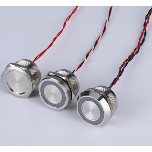 On-sales 22/25/30mm LED Illuminated Piezoelectric Switch Momentary Latching Push Button Waterproof Stainless Steel Touch Switch