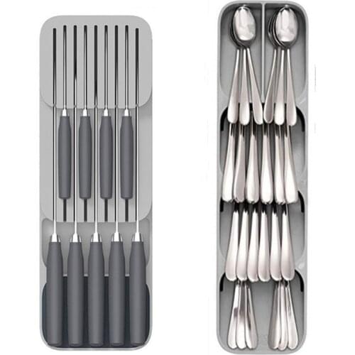 Plastic Knife Block Holder Drawer Knives Forks Spoons Storage Rack Knife Stand Cabinet Tray Kitchen Fashion Plastic Organizer