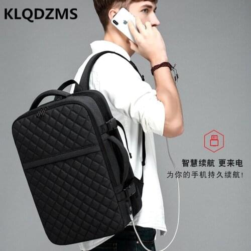 KLQDZMS New Travel Backpack Honeycomb Back Pad Fashion Waterproof Laptop Bag With USB Charging Port