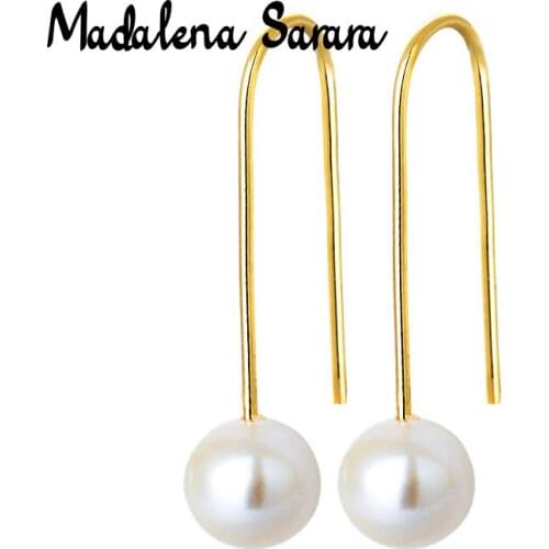 MADALENA SARARA 18K Gold Heart Style Saltwater Pearl Women Earring Akoya Pearl Round Shape