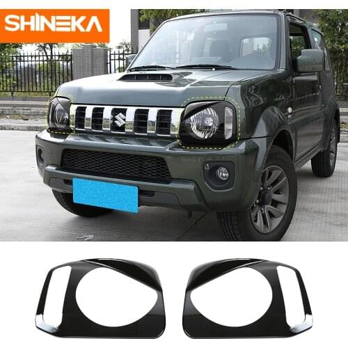 SHINEKA Lamp Hoods for Suzuki jimny Black Car Front Headlight Lamp Cover Stickers Accessories for Suzuki jimny 2007+ Car Styling