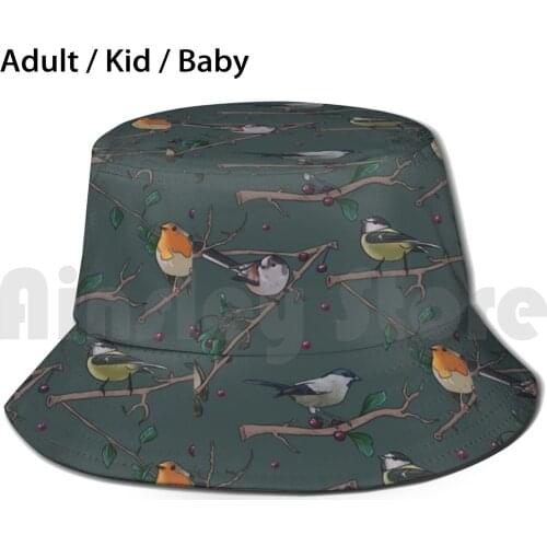 Bird Pattern Sun Hat 2805 Bucket Hat Bird Birds Birb Birbs Cute Kawaii Sweet Nature Nature Art Bird Art