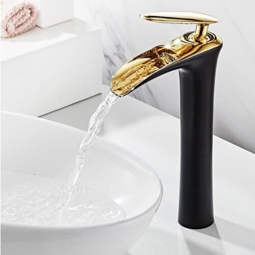 Bathroom Basin Mixe white gold Finished Sink Faucet Single Handle waterfall Vintage Wash Hot and Cold Mixer Tap Crane brass