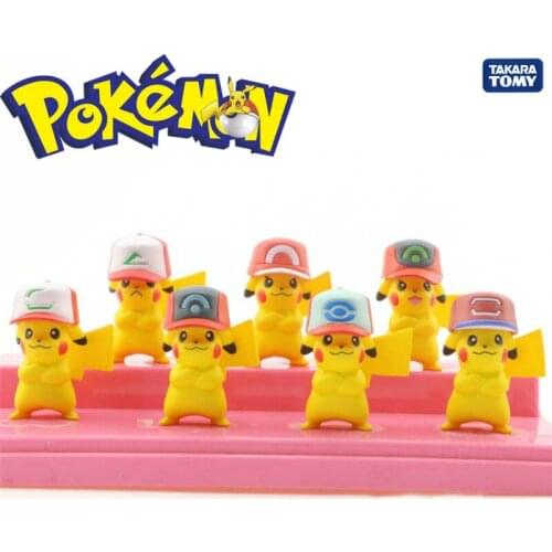Takara Tomy Pokemon New 7 Pcs Pokemon Pikachu Doll Car Decoration Car Creative Handmade Gifts Pokemons Kids Toys