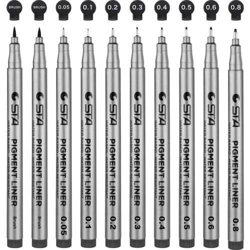 Precision Black Micro Pen Fineliner Ink Pens Waterproof Archival Ink Fine Point Micro Liner, Multiliner Sketching Anime 9pcs/set