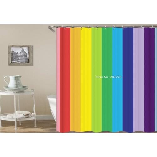 Rainbow Heart Cartoon Bone Colorful Print Waterproof and Mold Resistant Washable Bathroom Curtain with Hock Bathroom Decoration